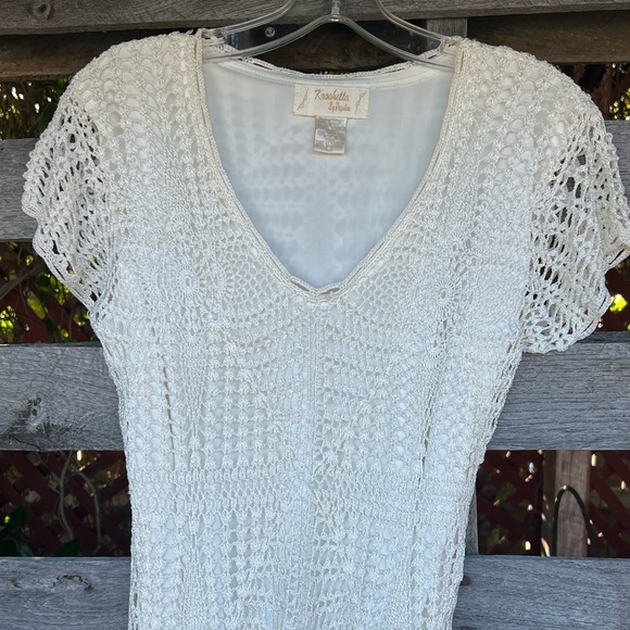 Vintage Y2K by Papillon Crochet Knit Boho Midi Dress - Picture 5 of 9